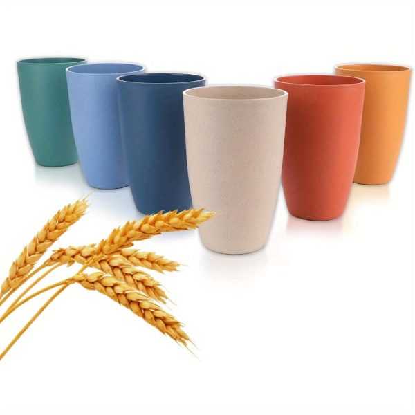 Wheat Straw Tumblers, 6-Pack 12 oz Eco-Friendly Reusable Unbreakable Drinking Cups