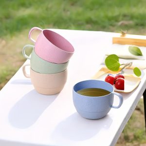 3pcs Sustainable Wheat Straw Cup Set