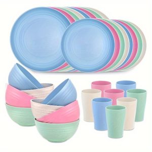 16-Piece Eco-Friendly Wheat Straw Tableware Set