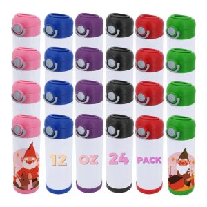 24pcs Vibrant Mixed Color 12oz Stainless Steel Sublimation Tumbler Bulk - Double Wall Insulated