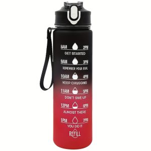 1pc QuenchMate Sports Water Bottle with Time-Tracking Straw